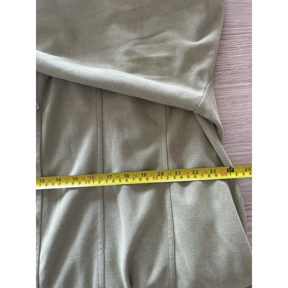 Ashley Stewart Plus Size 26/28 Sage Faux Suede Snap Front Long Shacket Jacket - Picture 7 of 8